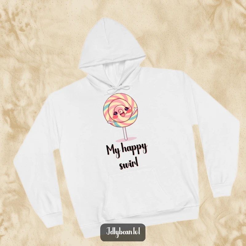 Funny Lollipop Hoodie featuring a sweet character in a delightful, joyful spin, perfect for cozy, fun times.