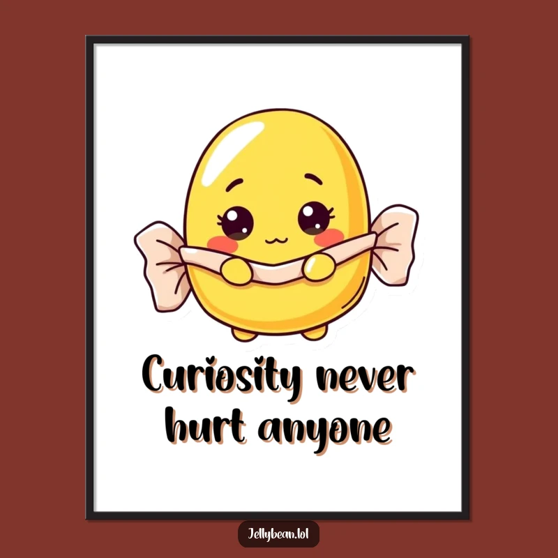 Free Printable Wall Art: Curious Jelly Bean Peeker, Funny Downloadable Decor