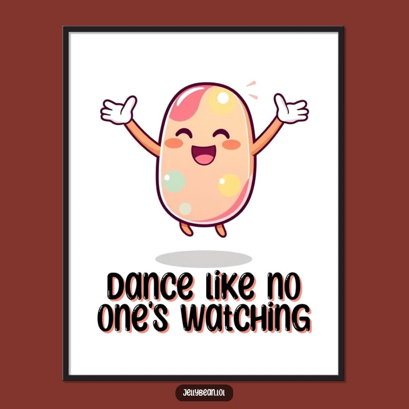 Free Printable Wall Art: Dancing Jelly Bean Character, Funny Downloadable Art