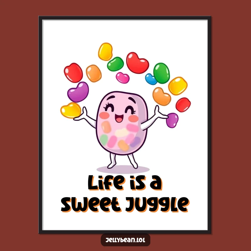 Free Printable Wall Art: Hilarious Juggling Jelly Bean Downloadable Decor