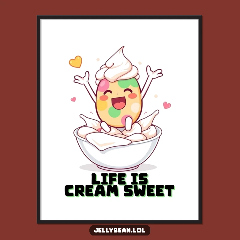 Free Printable Wall Art: Whipped Cream Jelly Bean, Funny Decor, Instant Download