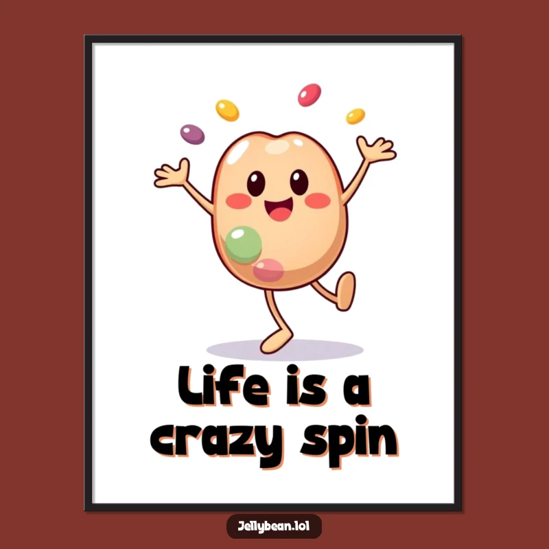 Free Printable Wall Art: Cartwheeling Jelly Bean, Playful Decor Downloadable Poster