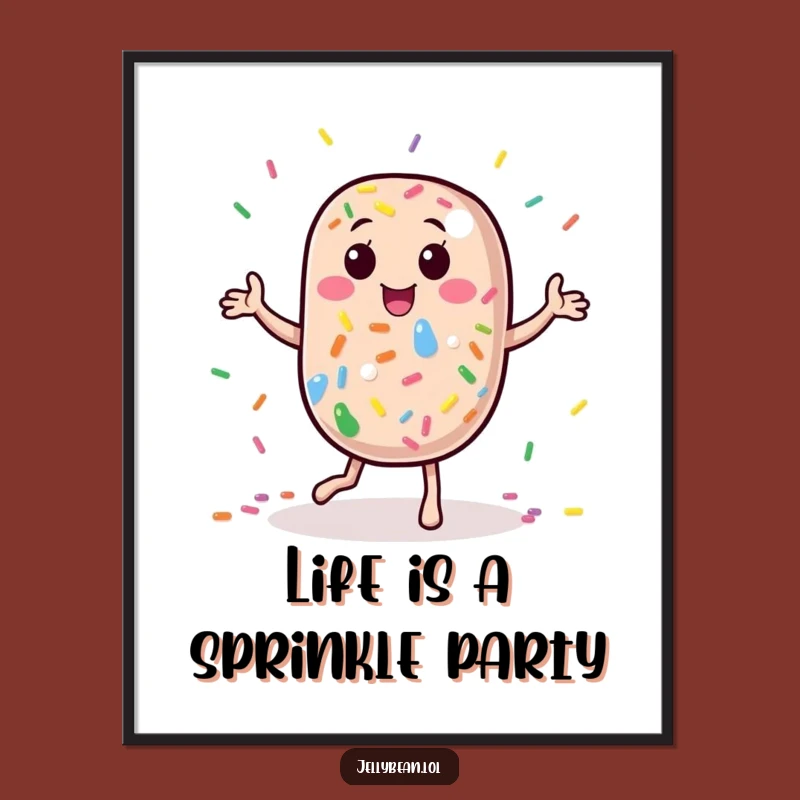Funny Free Printable Wall Art: Dancing Jelly Bean, Downloadable Joyful Decor