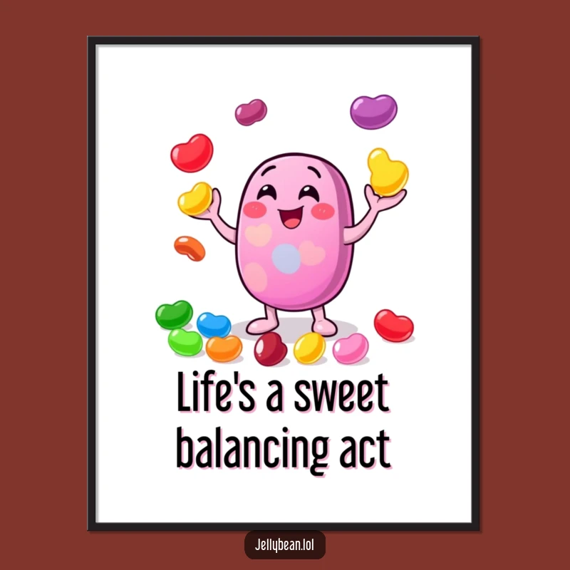 Funny Free Printable Wall Art: Juggling Jelly Bean Fun - Downloadable Decor Gift