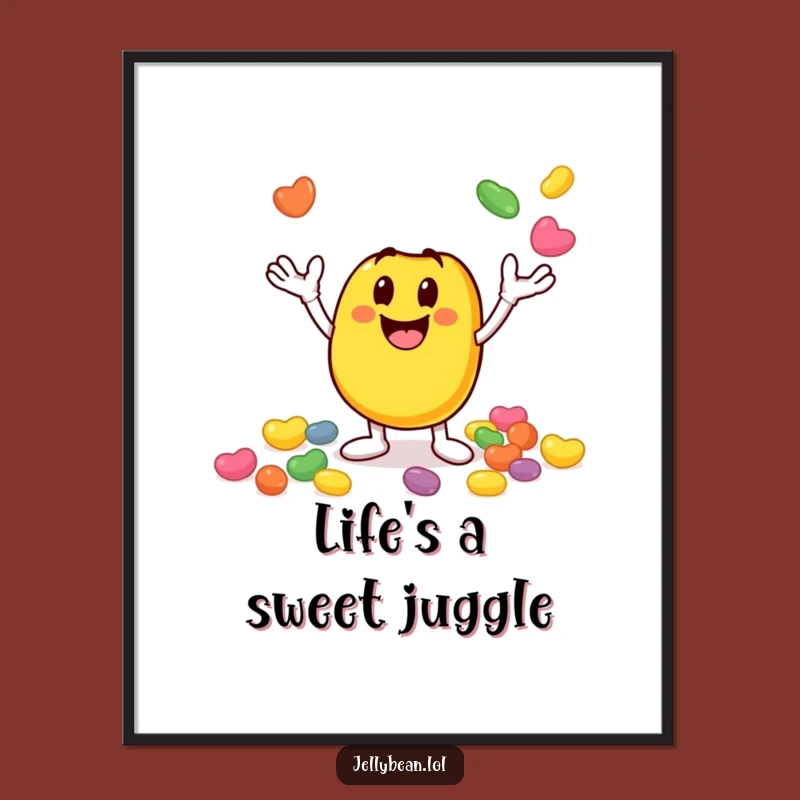 Free Printable Wall Art: Juggling Jelly Bean, Whimsical Decor Downloadable Poster