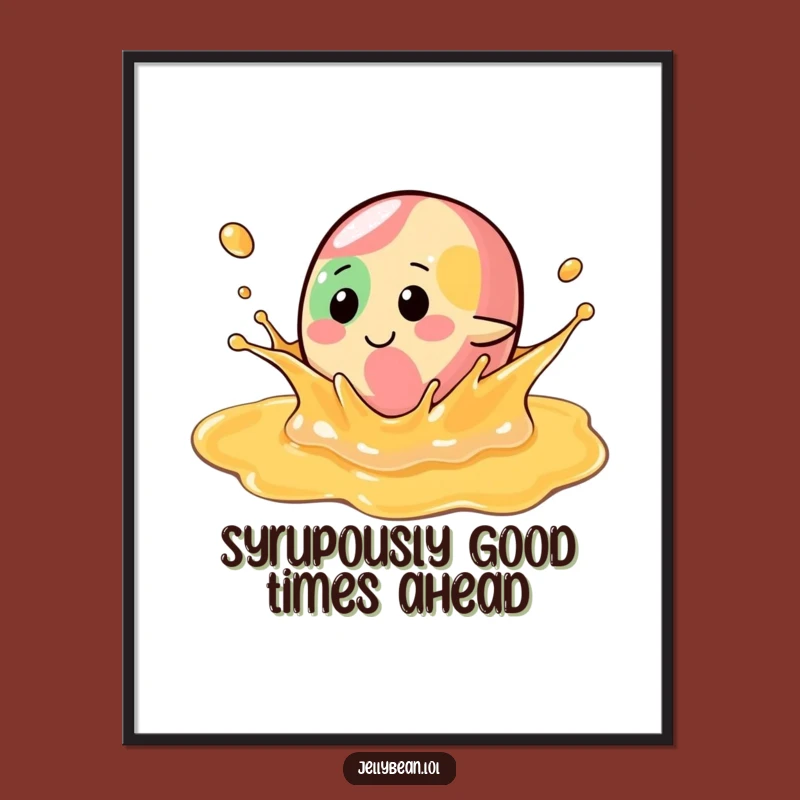 Funny Free Printable Wall Art: Syrup Splash Jelly Bean, Downloadable Quirky Decor
