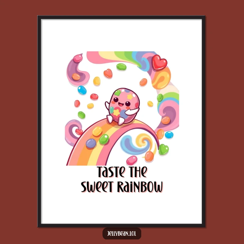 Free Printable Wall Art: Giggling Jelly Bean Rainbow Ride, Humorous Downloadable Decor Gift