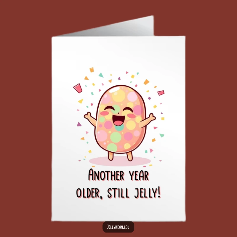 Free Printable Birthday Card: Laughing Jelly Bean Confetti Explosion - Funny Downloadable Gift
