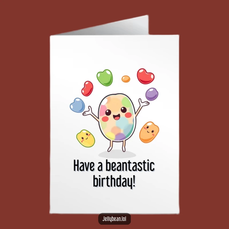Free Printable Birthday Card: Juggling Jelly Bean, Funniest Downloadable Greeting for a Joyful Celebration