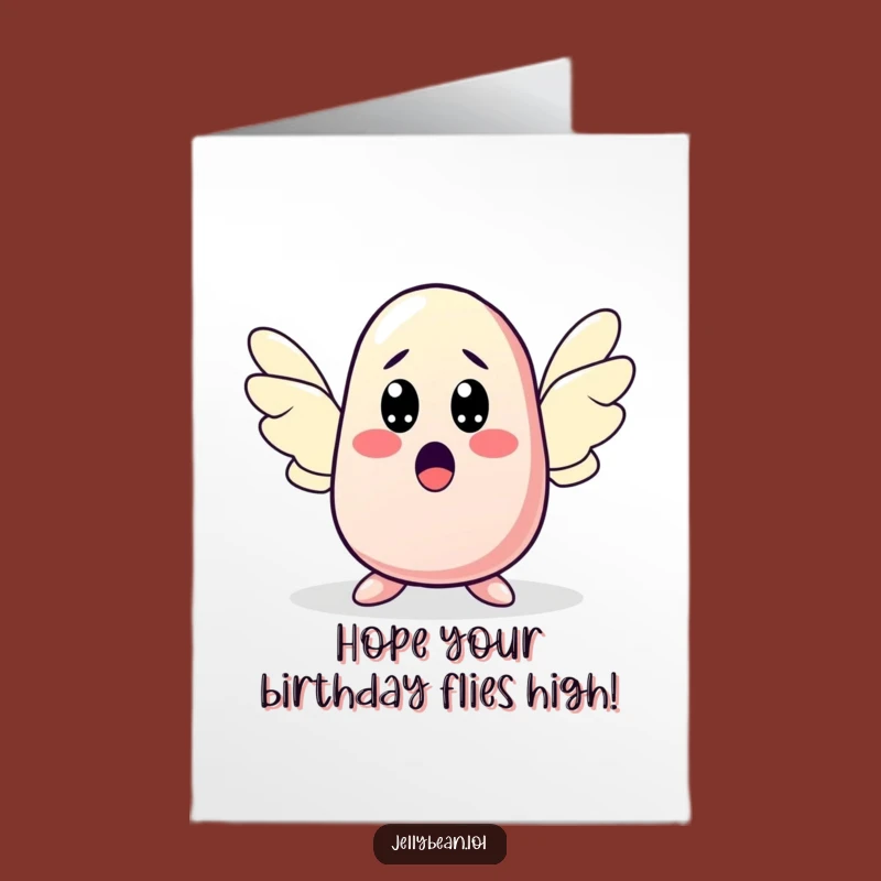 Free Printable Birthday Card: Surprised Winged Jelly Bean, Magical Fun Downloadable Gift