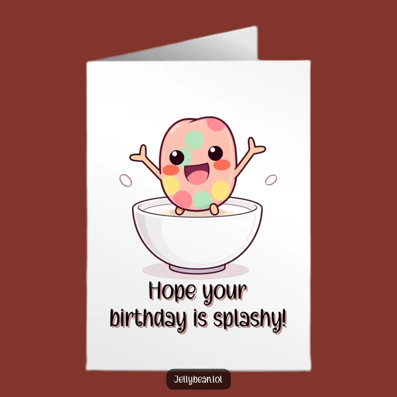 Free Printable Birthday Card: Silly Jelly Bean Milk Splash Downloadable