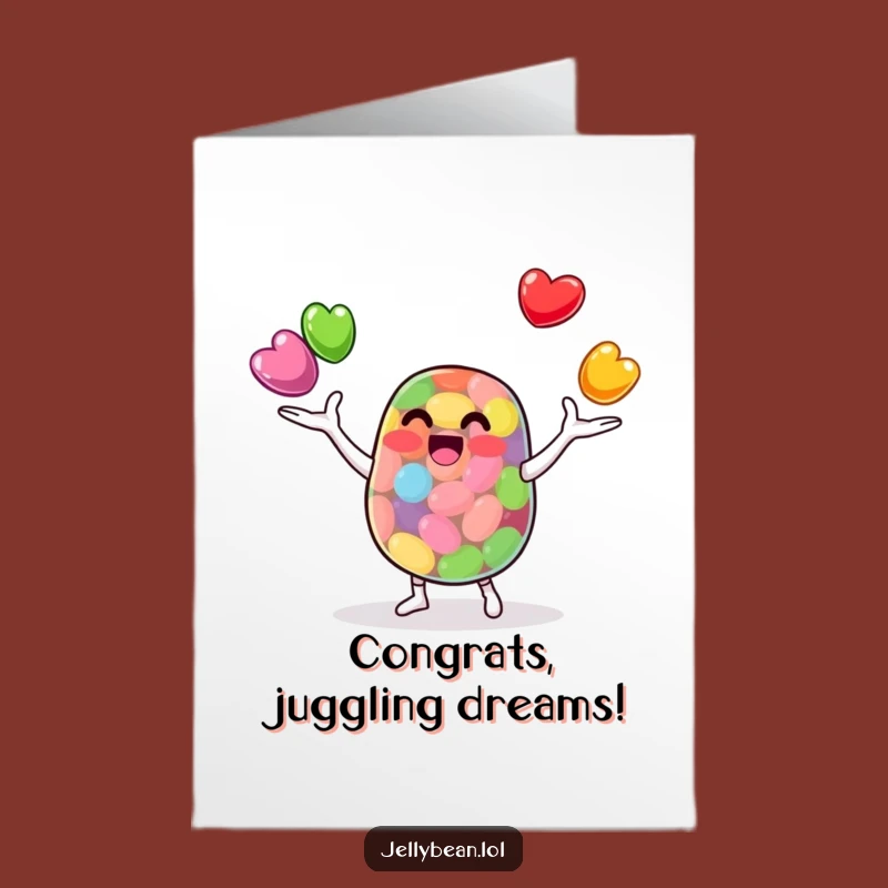 Free Printable Juggling Congrats Card: Jelly Bean's Masterful Win!
