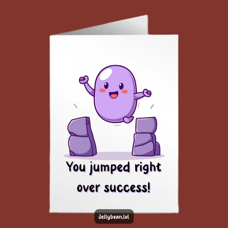 Free Printable Congrats Card: Leaping Jelly Bean Victor, Funny Downloadable Gift