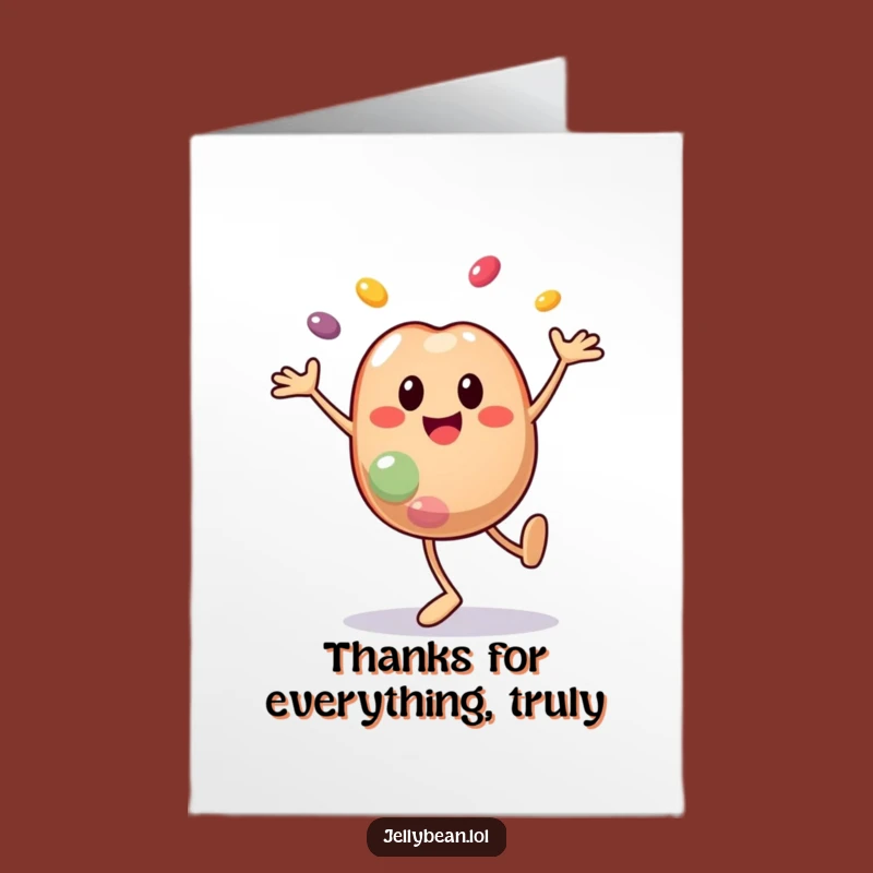 Free Printable Thank You Card: Cartwheeling Jelly Bean, Energetic Thanks Downloadable Gift