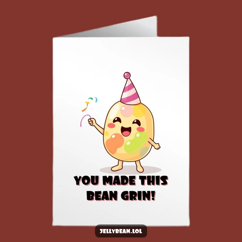 Free Printable Thank You Card: Cheerful Jelly Bean Expressing Gratitude, Funny Downloadable Gift