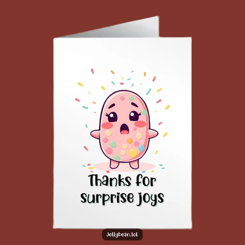 Free Printable Thank You Card: Jelly Bean Surprised by Confetti of Gratitude!