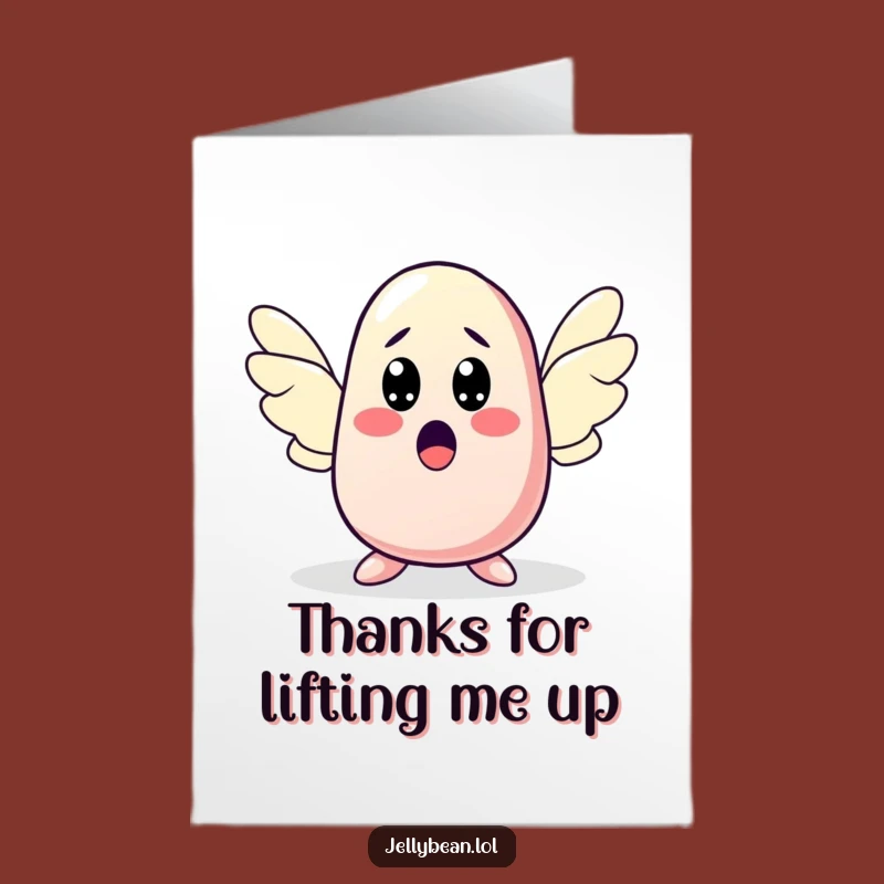 Free Printable Thank You Card: Winged Jelly Bean, Expressive Gratitude Downloadable Gift