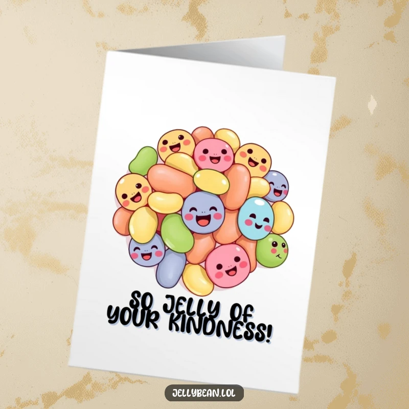 Funny Free Printable Thank You Card: A cascade of joyful jelly beans tumbling cheerfully.