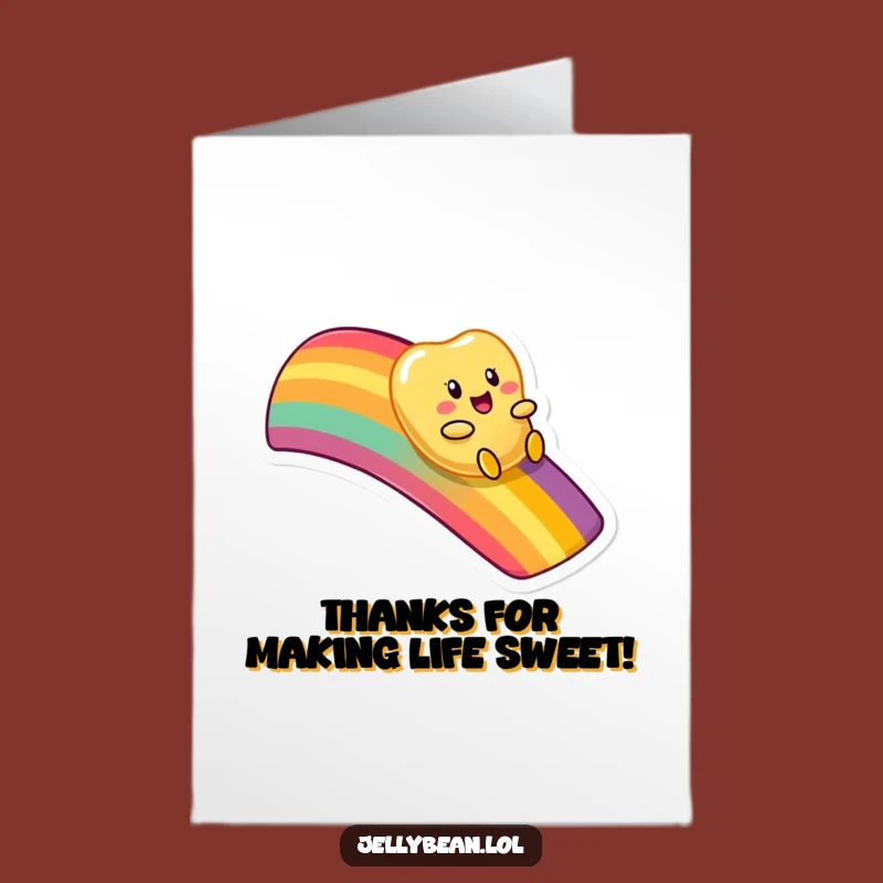 Free Printable Thank You Card: Rainbow Slide Jelly Bean for Sweet Thanks