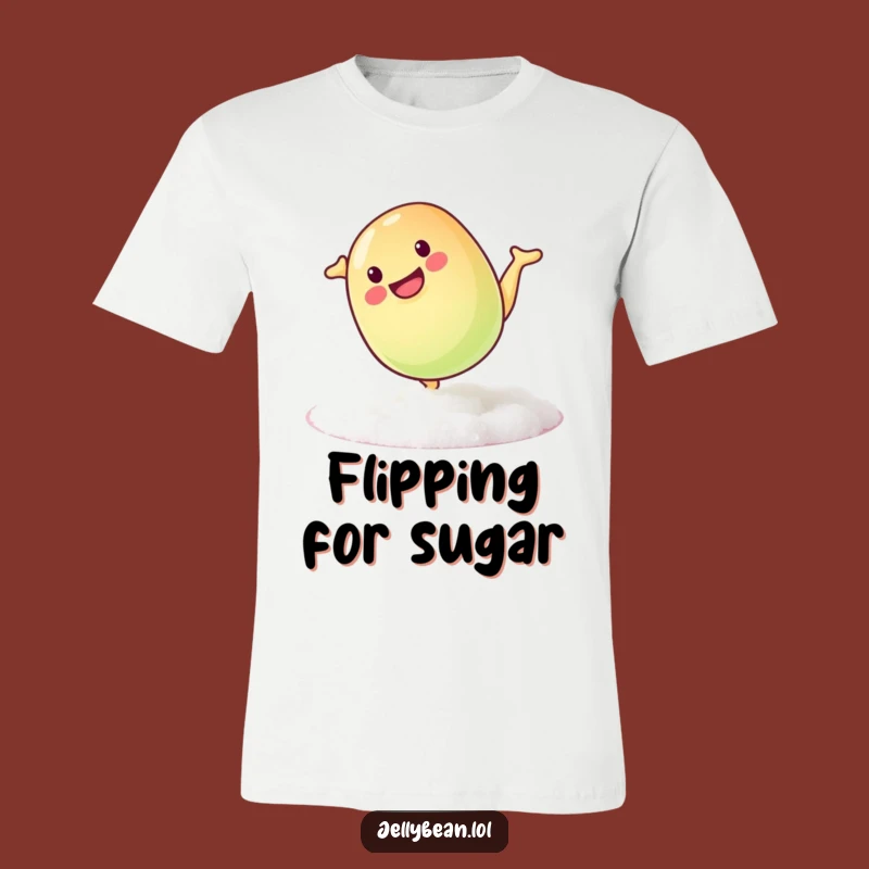 Funny Mischievous Jelly Bean Somersault Tee: Playful Candy Acrobat T-Shirt Gift