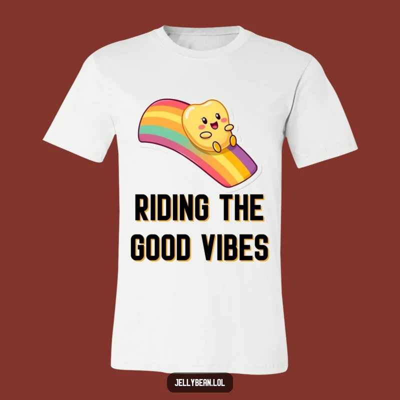 Funny Rainbow Slide Jelly Bean T-Shirt - Joyful Character, Great Gift