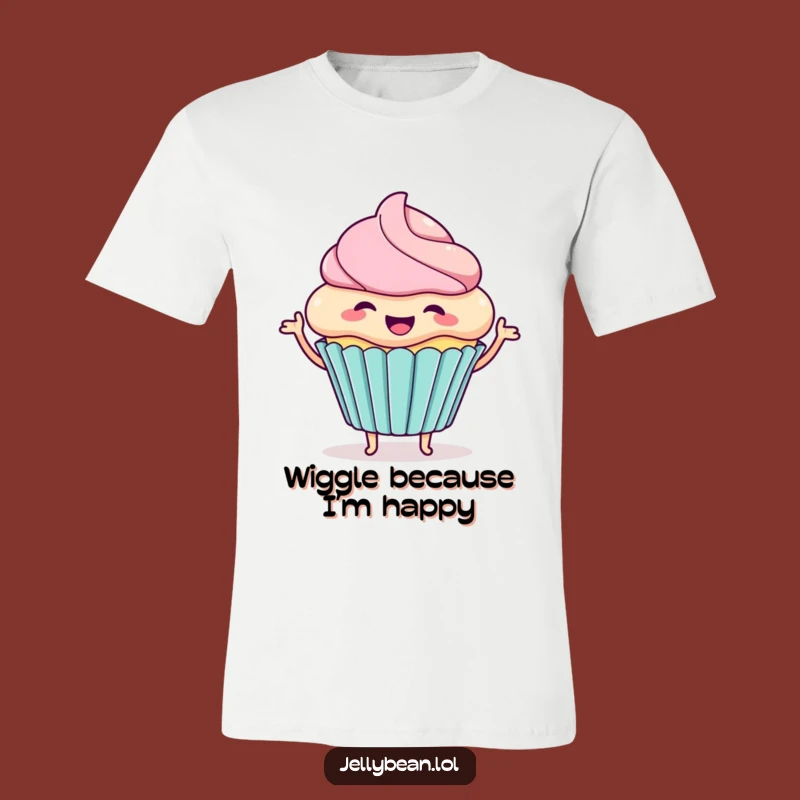 Funny Cupcake Wiggle T-Shirt: Excited Character Tee for Humorous Gifts