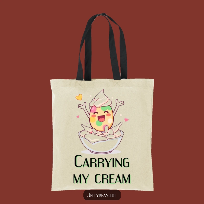 Funny Jelly Bean Cream Leap Tote Bag: Pure Delight, Perfect Funny Gift