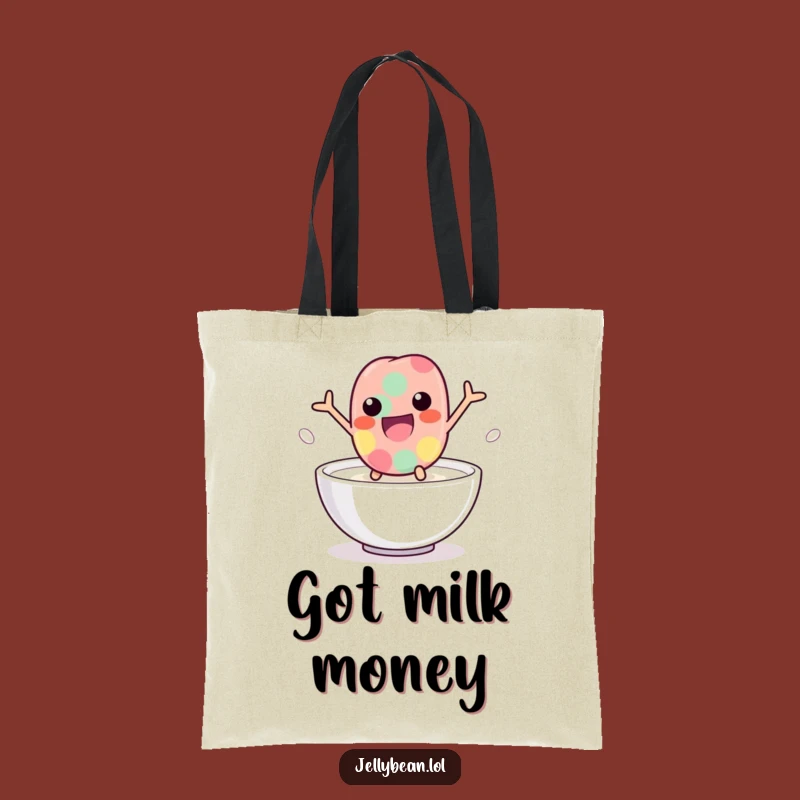 Funny Milk Leap Jelly Bean Tote Bag: Playful Character Carryall, Perfect Funny Gift