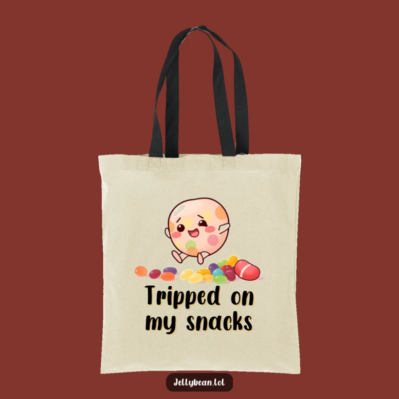 Funny Slipping Jelly Bean Tote Bag: Carry Your Stumbles, Hilarious Funny Gift