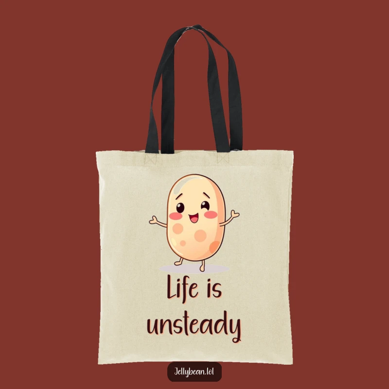 Funny Wobbly Jelly Bean Tote Bag: Balancing Character Carryall, Perfect Funny Gift