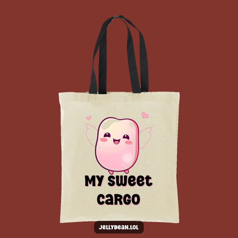 Funny Jubilant Jelly Bean Wings Tote Bag: Joyful Flying Candy Carry-All Gift