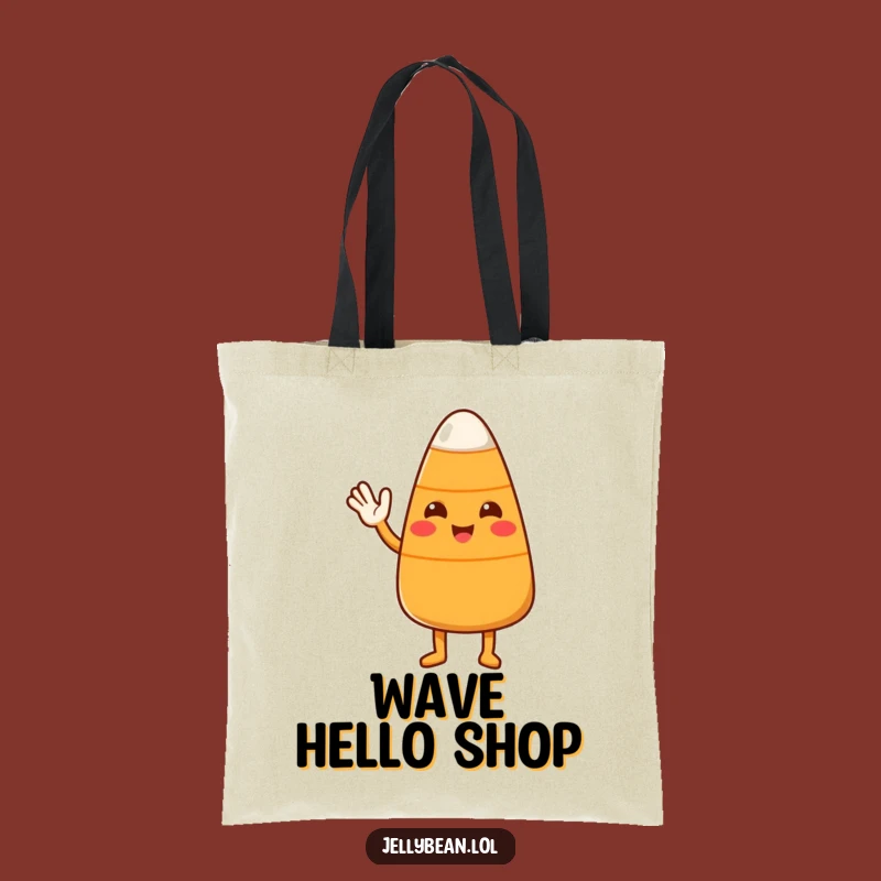 Funny Candy Corn Wave Tote: Cute Character's Friendly Shopping Gift